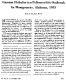 Gamma globulin in a poliomyelitis outbreak Montgomery Alabama 1953