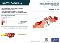 NC Congressional District 11 Heart Disease and Federally Qualified Health Centers Map 119th Congress