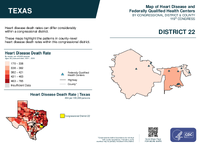 TX Congressional District 22 Heart Disease and Federally Qualified Health Centers Map 119th Congress