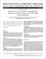Blood Pressure Sunday Introducing Genomics to the Community Through Family History