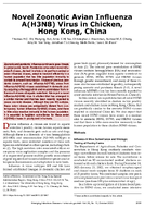 Novel Zoonotic Avian Influenza AH3N8 Virus in Chicken Hong Kong China