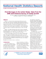 First marriages in the United States data from the 20062010 National Survey of Family Growth