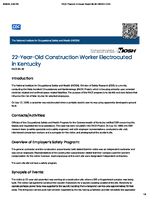 22YearOld Construction Worker Electrocuted in Kentucky FACE 8636