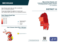 MI Congressional District 10 Heart Disease and Federally Qualified Health Centers Map 119th Congress