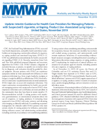 Update Interim Guidance for Health Care Providers for Managing Patients with Suspected ECigarette or Vaping Product UseAssociated Lung Injury  United States November 2019