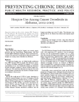Hospice Use Among Cancer Decedents in Alabama 20022005