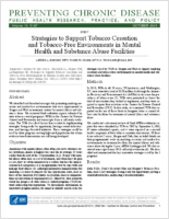 Strategies to Support Tobacco Cessation and TobaccoFree Environments in Mental Health and Substance Abuse Facilities
