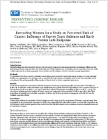 Recruiting Women for a Study on Perceived Risk of Cancer Influence of Survey Topic Salience and Early Versus Late Response