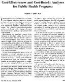 CostEffectiveness And CostBenefit Analyses For Public Health Programs