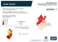 NJ Congressional District 07 Heart Disease and Federally Qualified Health Centers Map 118th Congress