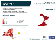 NY Congressional District 08 Heart Disease and Federally Qualified Health Centers Map 118th Congress