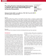 Providing Positive Individuating Information to Reduce StereotypeBased Negativity in Service Encounters
