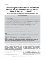 Declining GuillainBarr Syndrome after Campylobacteriosis Control New Zealand 19882010
