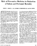 Role Of Preventive Medicine In Reduction Of Infant And Perinatal Mortality