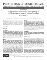Playground Renovations and Quality at Public Parks in Boston Massachusetts 19962007