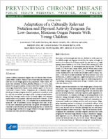 Adaptation of a Culturally Relevant Nutrition and Physical Activity Program for LowIncome MexicanOrigin Parents With Young Children