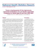 Trends in apolipoprotein B nonhighdensity lipoprotein cholesterol and lowdensity lipoprotein cholesterol for adults aged 20 and over 20052016