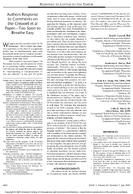 Authors Response to Comments on the Creswell et al Paper  Too Soon to Breathe Easy