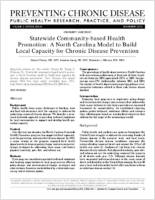 Statewide Communitybased Health Promotion A North Carolina Model to Build Local Capacity for Chronic Disease Prevention