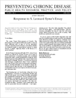 Response to S Leonard Symes Essay