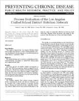 Process Evaluation of the Los Angeles Unified School District Nutrition Network