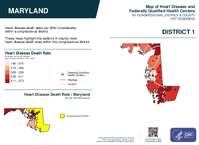 MD Congressional District 01 Heart Disease and Federally Qualified Health Centers Map 119th Congress