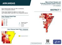 AR Congressional District 01 Heart Disease and Federally Qualified Health Centers Map 119th Congress