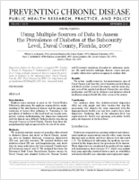 Using Multiple Sources of Data to Assess the Prevalence of Diabetes at the Subcounty Level Duval County Florida 2007
