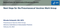 Next steps for the Pneumococcal Vaccines Work Group