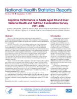 Cognitive performance in adults aged 60 and over National Health and Nutrition Examination Survey 20112014