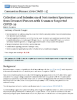 Collection and Submission of Postmortem Specimens from Deceased Persons with Known or Suspected COVID19 Interim Guidance May 4 2020