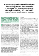Laboratory Misidentifications Resulting from Taxonomic Changes to Bacillus cereus Group Species 20182022