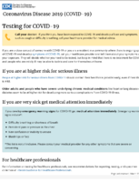 Testing for COVID19 March 13 2020