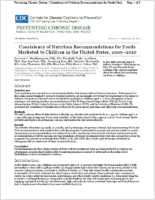 Consistency of Nutrition Recommendations for Foods Marketed to Children in the United States 20092010