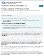 Testing Guidelines for Nursing Homes Interim SARSCoV2 Testing Guidelines for Nursing Home Residents and Healthcare Personnel July 21 2020