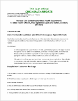 Revised CDC Guidelines for State Health Departments to State Health Officers State Epidemiologists and State Laboratory Directors Thursday October 18 2001 1327 EDT 127 PM EDT