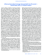 Influenza Vaccination Coverage Among HealthCare Personnel  United States 201213 Influenza Season
