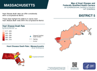 MA Congressional District 05 Heart Disease and Federally Qualified Health Centers Map 119th Congress