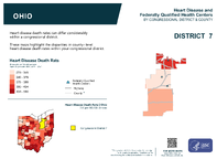 OH Congressional District 07 Heart Disease and Federally Qualified Health Centers Map 118th Congress
