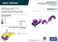 WV Congressional District 02 Stroke and Federally Qualified Health Centers Map 119th Congress