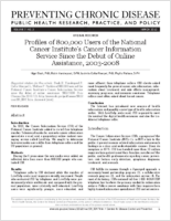 Profiles of 800000 Users of the National Cancer Institutes Cancer Information Service Since the Debut of Online Assistance 20032008
