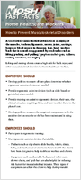Fast Facts Home Healthcare Workers How to Prevent Musculosekeletal Disorders