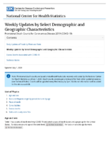 Weekly updates by select demographic and geographic characteristics provisional death counts for coronavirus disease COVID19 updated July 1 2020