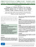Changes in Tobacco Product Use Among Students Aged 13 to 15 Years in 34 Countries Global Youth Tobacco Survey 20122020