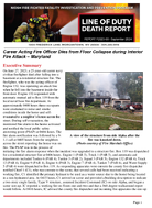Career Acting Fire Officer Dies from Floor Collapse during Interior Fire Attack  Maryland
