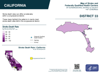 CA Congressional District 33 Stroke and Federally Qualified Health Centers Map 119th Congress
