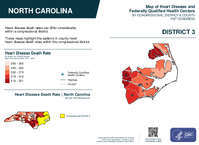 NC Congressional District 03 Heart Disease and Federally Qualified Health Centers Map 119th Congress