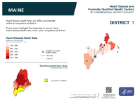 ME Congressional District 01 Heart Disease and Federally Qualified Health Centers Map 118th Congress
