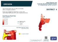 OR Congressional District 04 Heart Disease and Federally Qualified Health Centers Map 118th Congress
