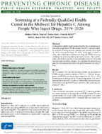 Screening at a Federally Qualified Health Center in the Midwest for Hepatitis C Among People Who Inject Drugs 20192020